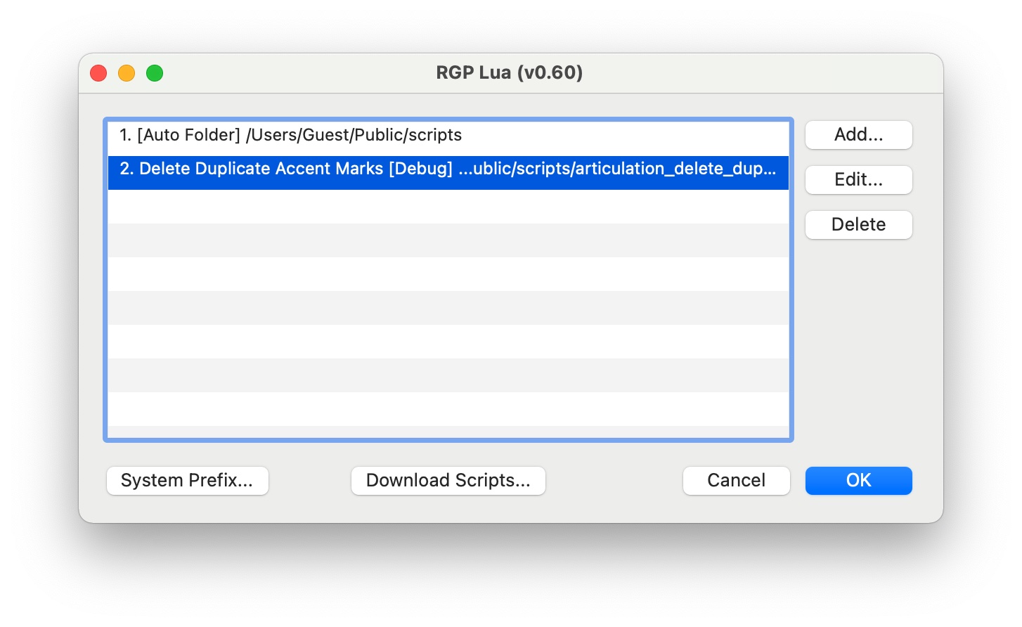 RGP Lua Configuration RGP Lua Configuration